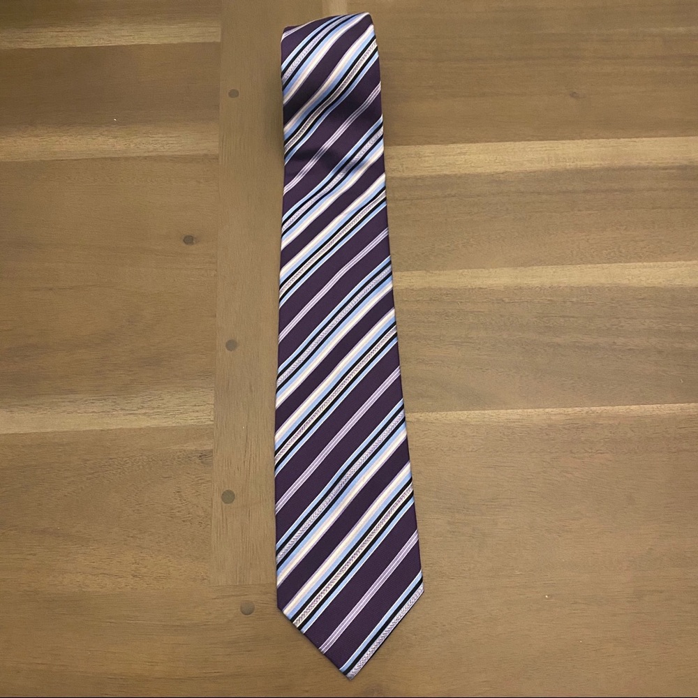 Pronto Uomo Purple and Blue Striped Tie